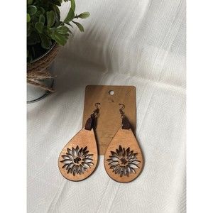 Laser-engraved Wooden damgling earrings for women